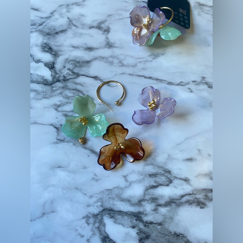 Near Floral Hoop Earrings